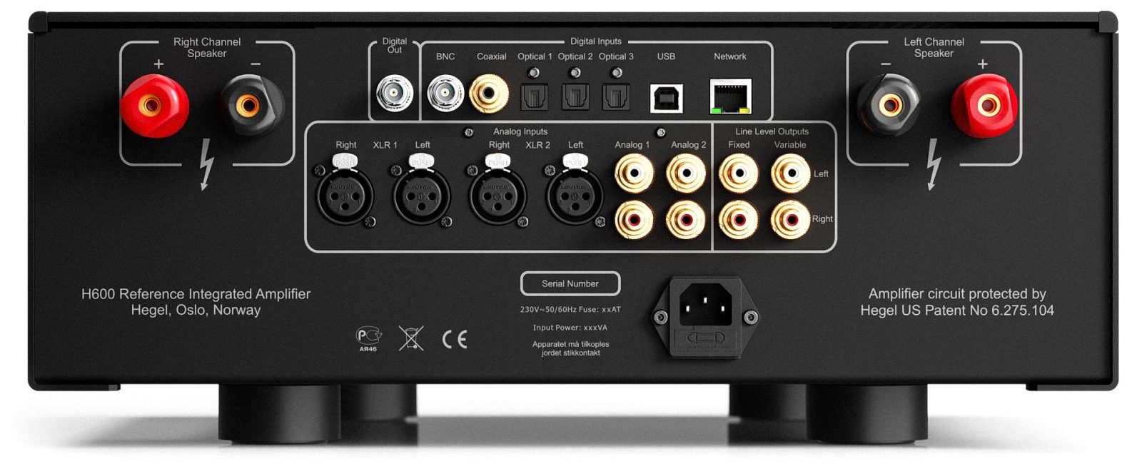 Hegel H600 Integrated Sreaming Amplifier Back