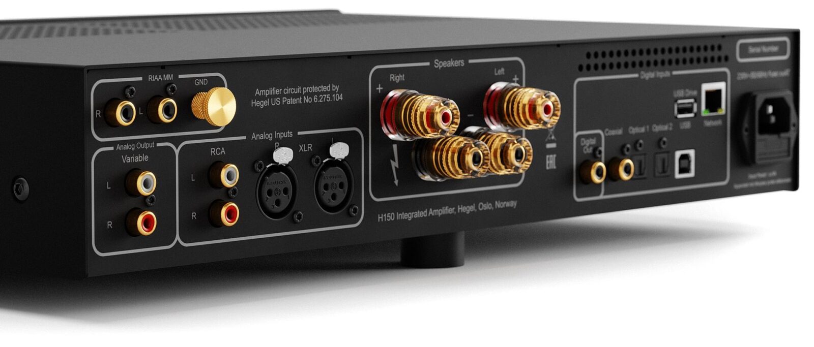 Hegel H150 Integrated Streaming Amplifier Back Diagonal