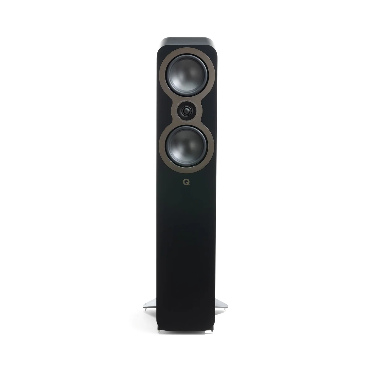 Q Acoustics 3050c Floorstanding Speakers Front View Without Grille Satin Black