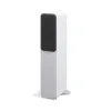 Q Acoustics 3050c Floorstanding Speakers With Grille Front Side View Satin White
