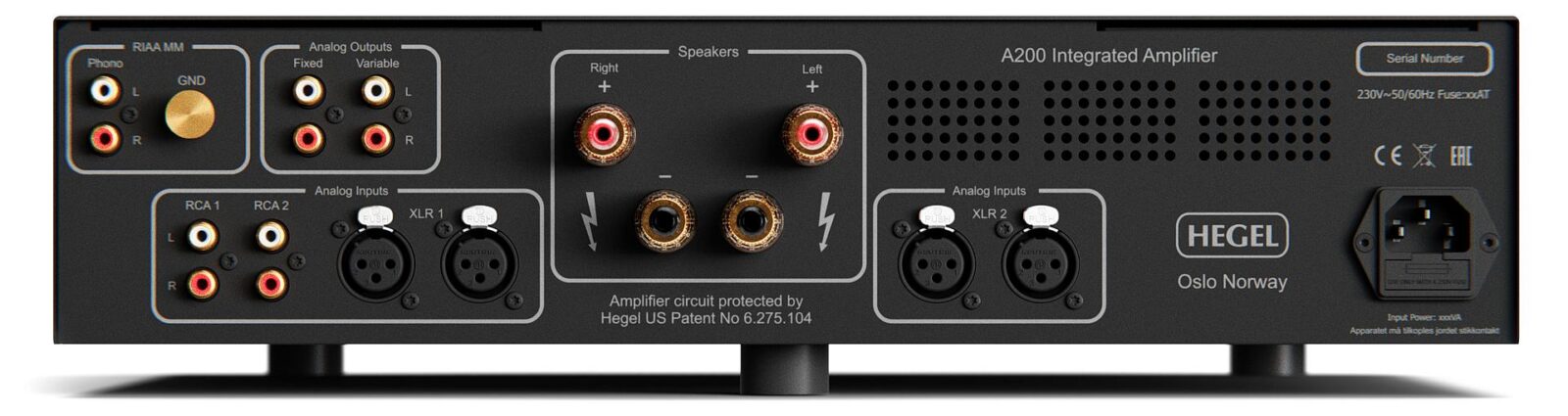 Hegel A200 Integrated Amplifier Back