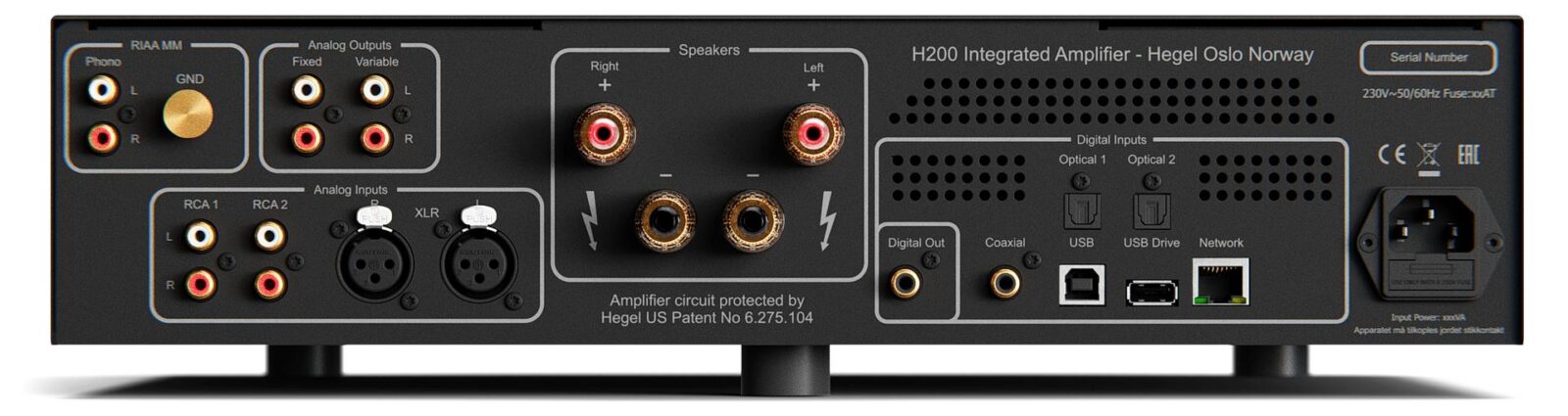 Hegel H200 Integrated Streaming Amplifier Back