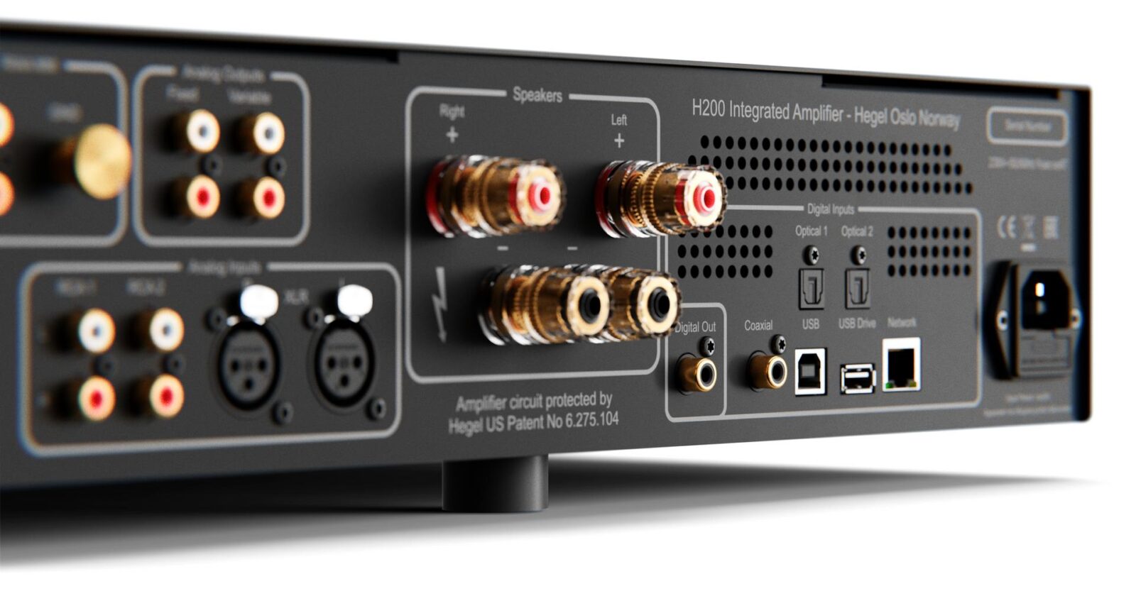 Hegel H200 Integrated Streaming Amplifier Back Closeup